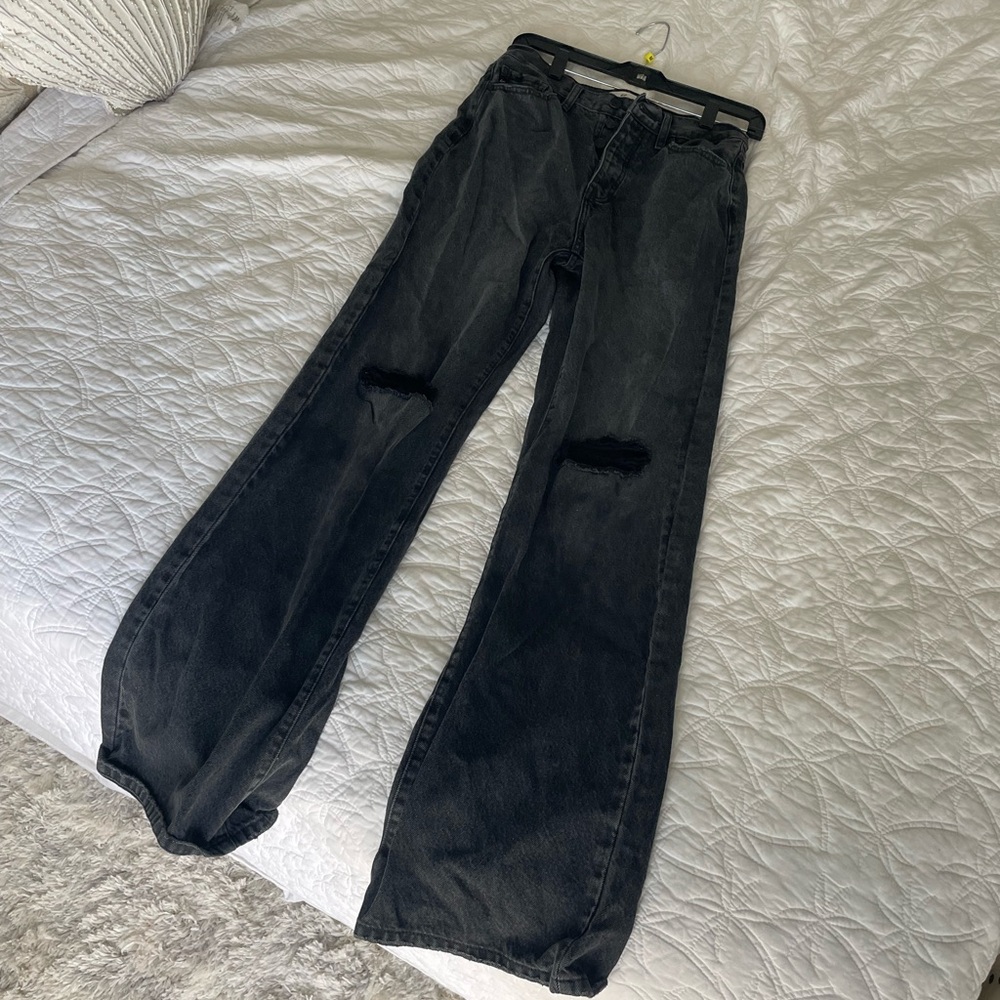 KanCan Black Distressed wide leg jeans